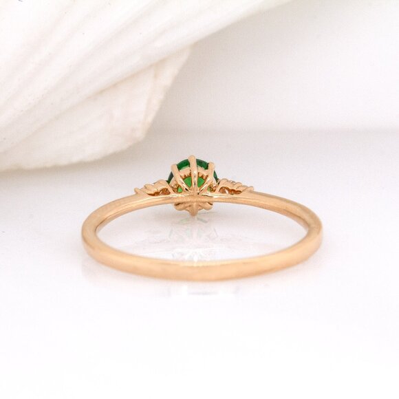 Rare Tsavorite Garnet Ring in 14K Solid Gold with Natural Diamond Accents - Picture 7 of 8